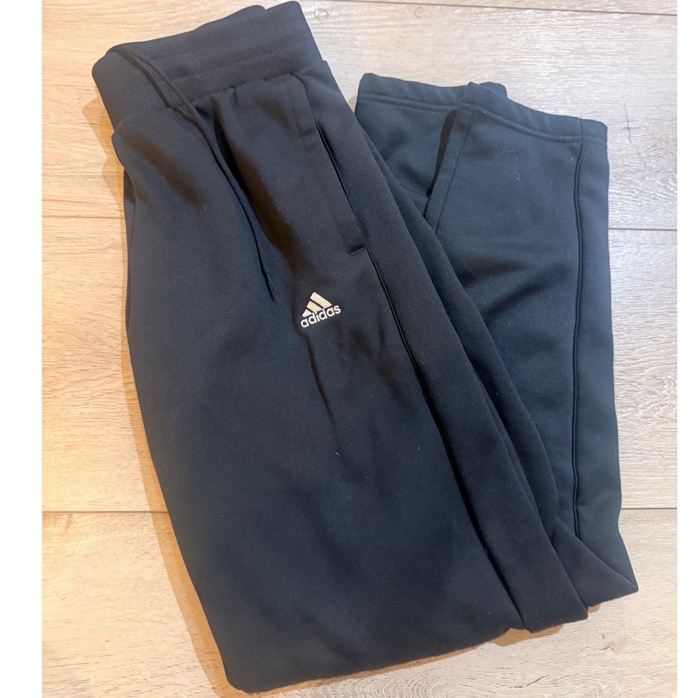 Adidas Womens Black Pants Joggers Elastic Waist Embroidered Logo Size S 234